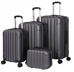 KOMPLET WALIZEK NA 4 KÓŁKACH Zestaw trzy walizki + kuferek Bagaż ABS 4w1 K05 15