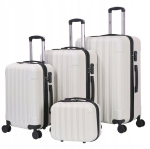 KOMPLET WALIZEK NA 4 KÓŁKACH Zestaw trzy walizki + kuferek Bagaż ABS 4w1 K05 3