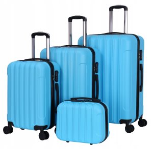 KOMPLET WALIZEK NA 4 KÓŁKACH Zestaw trzy walizki + kuferek Bagaż ABS 4w1 K05 4