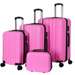 KOMPLET WALIZEK NA 4 KÓŁKACH Zestaw trzy walizki + kuferek Bagaż ABS 4w1 K05 5