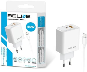 Ładowarka sieciowa Beline 45W GaN        USB-A/USB-C + kabel USB-C/USB-C BLN2CW45C biały 2