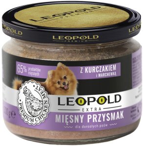 Leopold Karma mięsna z kurczakiem i marchewką dla psów 300g (Słoik) 1