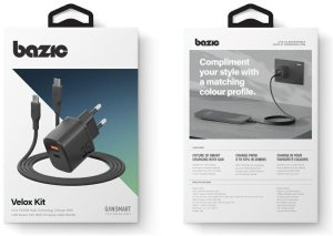 Ładowarka sieciowa Bazic Goport Velox    Kit 1xUSB-C 1xUSB-A GaN 35W z kablem plecionym czarny 7