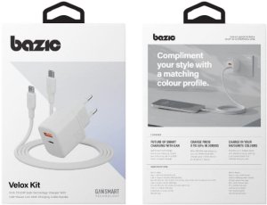 Ładowarka sieciowa Bazic Goport Velox    Kit 1xUSB-C 1xUSB-A GaN 35W z kablem plecionym biały 14