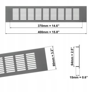 ALUMIN. VENT. GRILLE, 80X400MM, SILVER 2