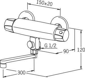Thermostatic bathroom faucet ORAS NOVA, with long spout, chrome color. 3