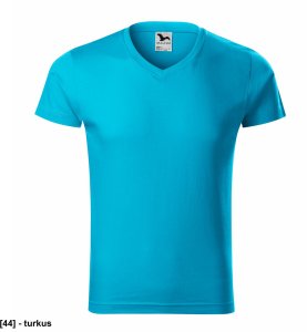 Slim Fit V-neck 146 - ADLER - Koszulka męska, 180 g/m2 - turkus L 1