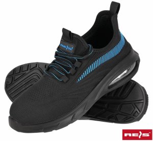 BRWAVE S1 PL SR FO - Buty bezpieczne podnosek podeszwa olejoodporna poduszka powietrzna antyelektrostatyczne antypoślizgowe - czarno-niebieski 40 2