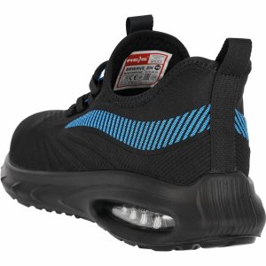 BRWAVE S1 PL SR FO - Buty bezpieczne podnosek podeszwa olejoodporna poduszka powietrzna antyelektrostatyczne antypoślizgowe - czarno-niebieski 40 7