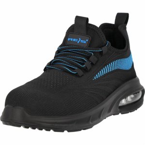 BRWAVE S1 PL SR FO - Buty bezpieczne podnosek podeszwa olejoodporna poduszka powietrzna antyelektrostatyczne antypoślizgowe - czarno-niebieski 41 6