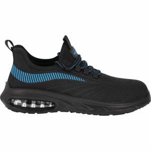 Reis BRWAVE S1 PL SR FO - Buty bezpieczne podnosek podeszwa olejoodporna poduszka powietrzna antyelektrostatyczne antypoślizgowe - czarno-niebieski 42 5