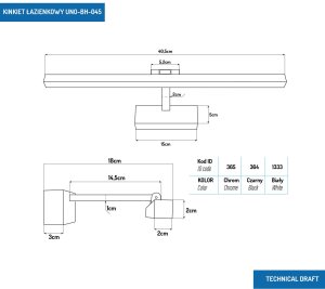 KINKIET ŁAZIENKOWY PROSTY 9W 40CM CHROM 4000K 5
