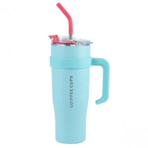 Duży i pojemny KUBEK TERMICZNY z uchwytem i rurką, przenośny 1,2L BD23TUR 3