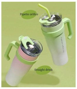 Duży i pojemny KUBEK TERMICZNY z uchwytem i rurką, przenośny 1,2L BD23TUR 4