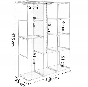 Garderoba z 8 półkami CELINA szara z kurtyną 2