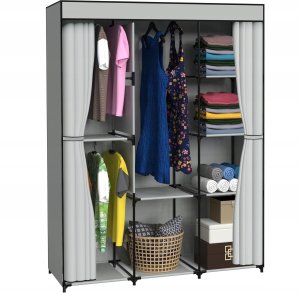 Garderoba z 8 półkami CELINA szara z kurtyną 8