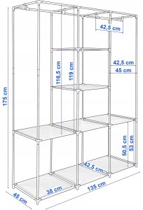 Szafa tekstylna z 8 półkami SONIA antracyt z kurtyną 2