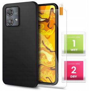 Etui do Motorola Moto Edge 40 Neo (Czarne, Matowe, Obudowa Slim)   Szkło 9H 1