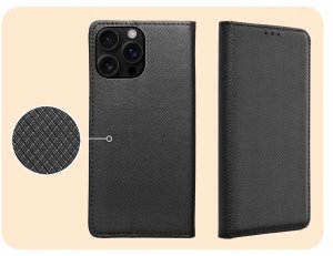 ETUI Z KLAPKĄ DO APPLE IPHPNE 16 PRO MAX CZARNE ZAMYKANE MAGNETYCZNE KABURA 4