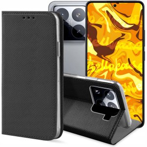 ETUI Z KLAPKĄ DO XIAOMI 15 PRO CZARNE ZAMYKANE MAGNETYCZNE KABURA FUTERAŁ 1