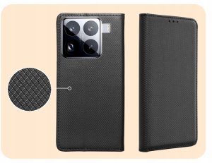 ETUI Z KLAPKĄ DO XIAOMI 15 PRO CZARNE ZAMYKANE MAGNETYCZNE KABURA FUTERAŁ 4