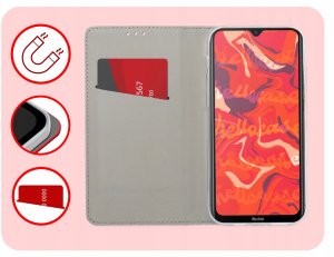 ETUI Z KLAPKĄ DO XIAOMI REDMI NOTE 8T CZERWONE MAGNETYCZNE KABURA CASE 3