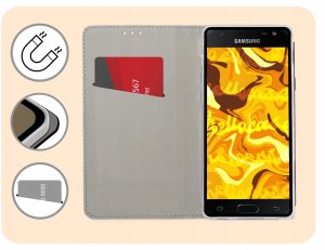 ETUI Z KLAPKĄ DO SAMSUNG GALAXY J3 2017 GRANATOWE ZAMYKANE MAGNETYCZNE CASE 3