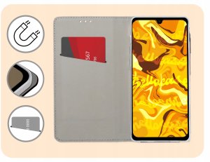 ETUI Z KLAPKĄ DO SAMSUNG GALAXY A14 4G / 5G GRANATOWE ZAMYKANE MAGNETYCZNE 3