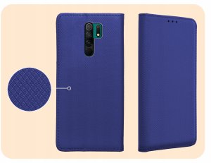 Hello Case ETUI Z KLAPKĄ DO XIAOMI REDMI 9 GRANATOWE MAGNETYCZNE ZAMYKANE KABURA CASE 4