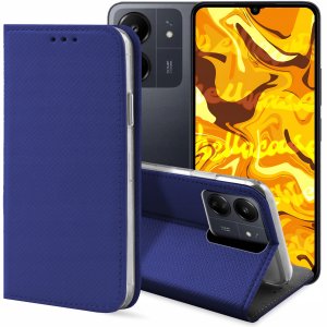 ETUI Z KLAPKĄ DO XIAOMI REDMI 13C / 5G / POCO C65 GRANATOWE MAGNETYCZNE 1