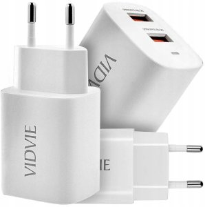 Ładowarka Sieciowa Szybka 2x USB VIDVIE PLE250 2.4A 5V Smart ID Fast Biała 1
