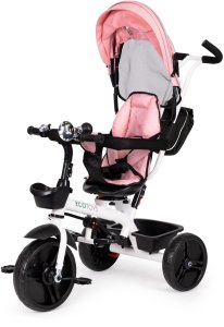 Rowerek trójkołowy spacerówka obracany fotelik 360* Różowy ECOTOYS 5