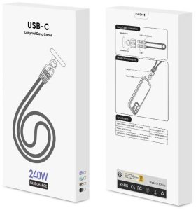 Kabel USB Vega ECOBOX KABEL 240W TYP-C DO TYP-C SMYCZ NA SZYJE TĘCZA RÓŻ/NIEB 3