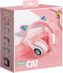 Słuchawki dziecięce RGB z uszkami, różowe 12