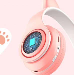 Słuchawki dziecięce RGB z uszkami, różowe 6