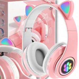 Słuchawki dziecięce RGB z uszkami, różowe 9