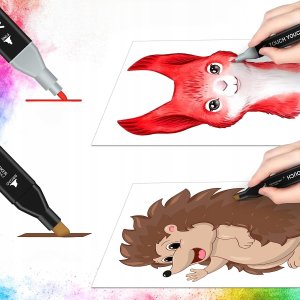 Kolorowe markery , flamastry dwustronne zestaw168szt czarne 8