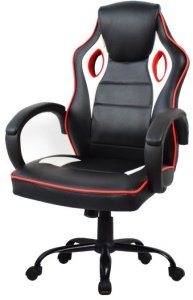 Fotel biurowy dla graczy z mechanizmem odchylania, czarny 1
