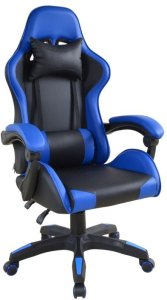 Ergonomiczne krzesło biurowe z poduszkami, niebiesko-czarne 1