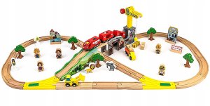 Ogromna Kolejka Drewniana Elektryczna Żuraw Pociąg 2