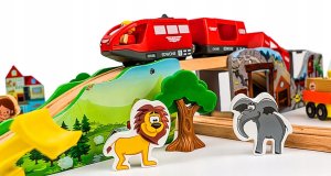 Ogromna Kolejka Drewniana Elektryczna Żuraw Pociąg 4