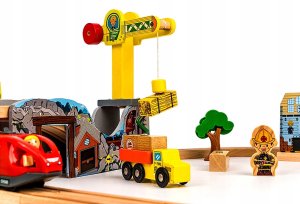 Ogromna Kolejka Drewniana Elektryczna Żuraw Pociąg 5