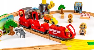 Ogromna Kolejka Drewniana Elektryczna Żuraw Pociąg 7