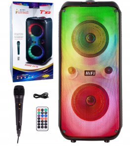 Głośnik Bezprzewodowy Bluetooth Mobilny Kolumna Fm + Pilot Mikrofon Karaoke 1