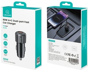 Ładowarka samochodowa USAMS YT Series CC283 60W 1xUSB-A 1xUSB-C czarny 8
