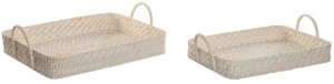 Zestaw tacek Home ESPRIT Biały Naturalny Bambus Rattan 45 x 35 x 13 cm 1