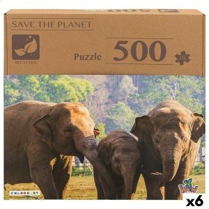 Układanka puzzle Colorbaby Elephant 500 Części 6 Sztuk 61 x 46 x 0,1 cm 1