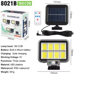 Naświetlacz Halogen solarny 30w pilot, czujnik ruchu i zmierzchu 8cob 2