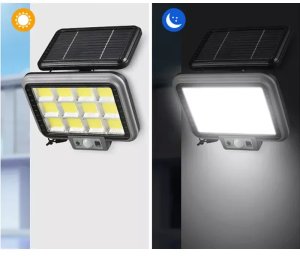 Naświetlacz Halogen solarny 30w pilot, czujnik ruchu i zmierzchu 8cob 6