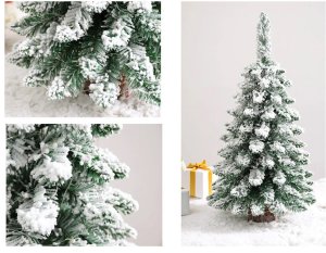 Choinka sztuczna śnieg mała 50cm ozdobna na biurko 8